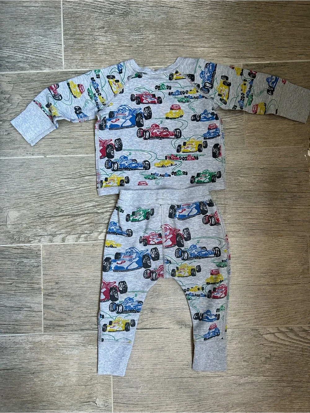Hanna Andersson Race Car pattern pullover and pants set